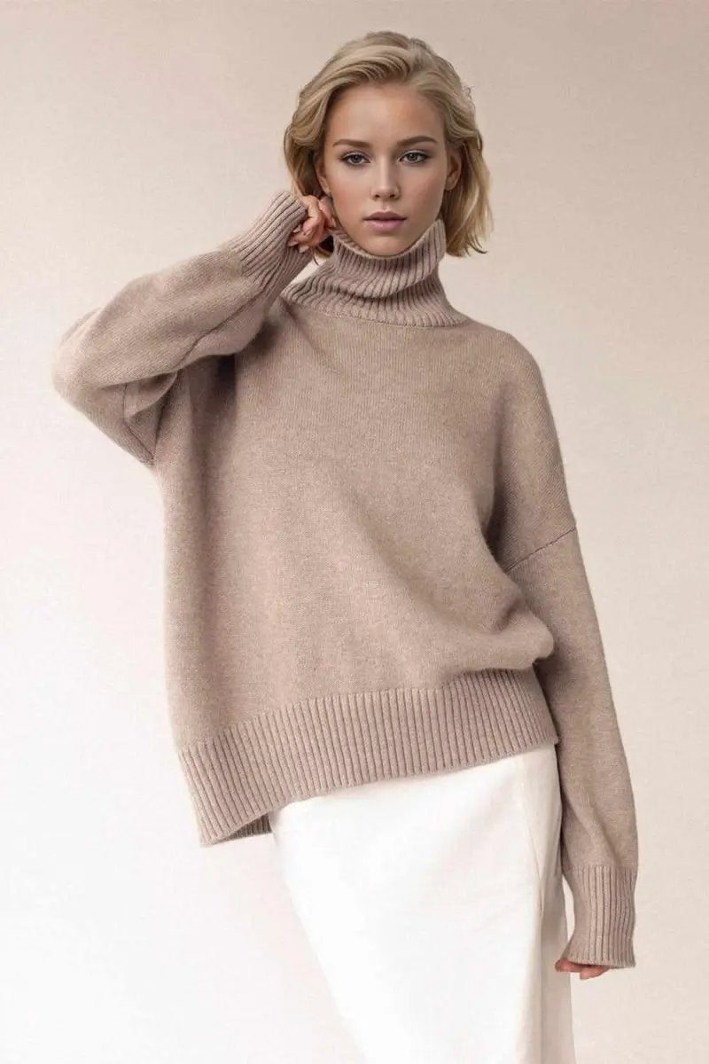 Basic Bae Turtleneck Dropped Shoulder Long Sleeve Sweater - Love Salve
